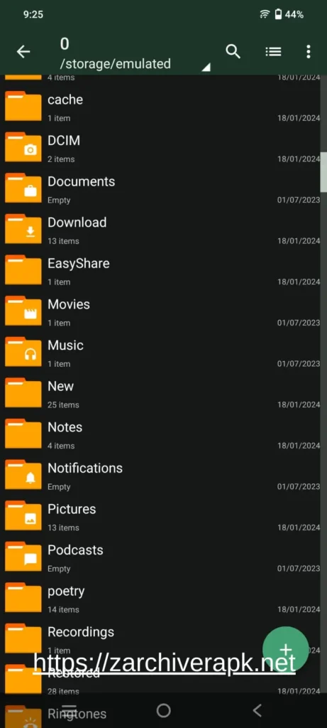 Open ZArchiver and Explore Features